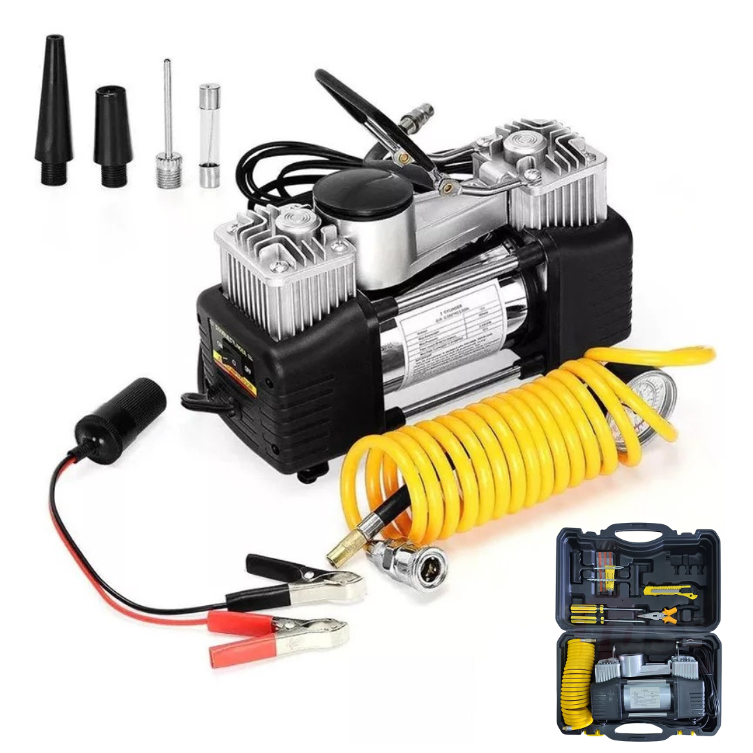 Kit Compresor De Aire Auto 12V Portátil