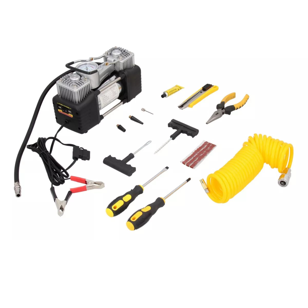 Kit Compresor De Aire Auto 12V Portátil